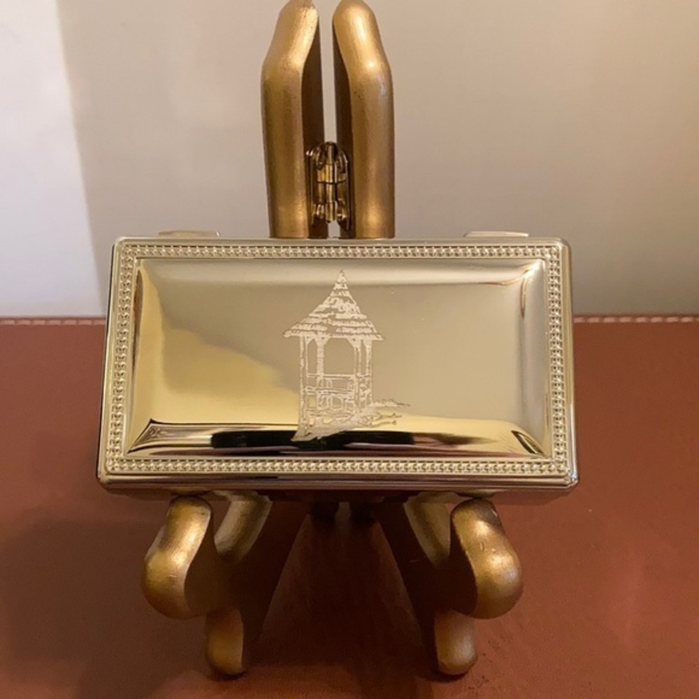 Silver chrome double velvet lined hinged small rectangle jewelry box